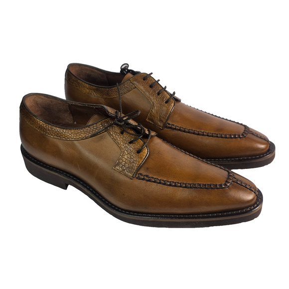 Belvedere Exotic Men\'s Brown Leather Lace Up Moc Toe Oxford Dress Shoes - 8.5 main image 4